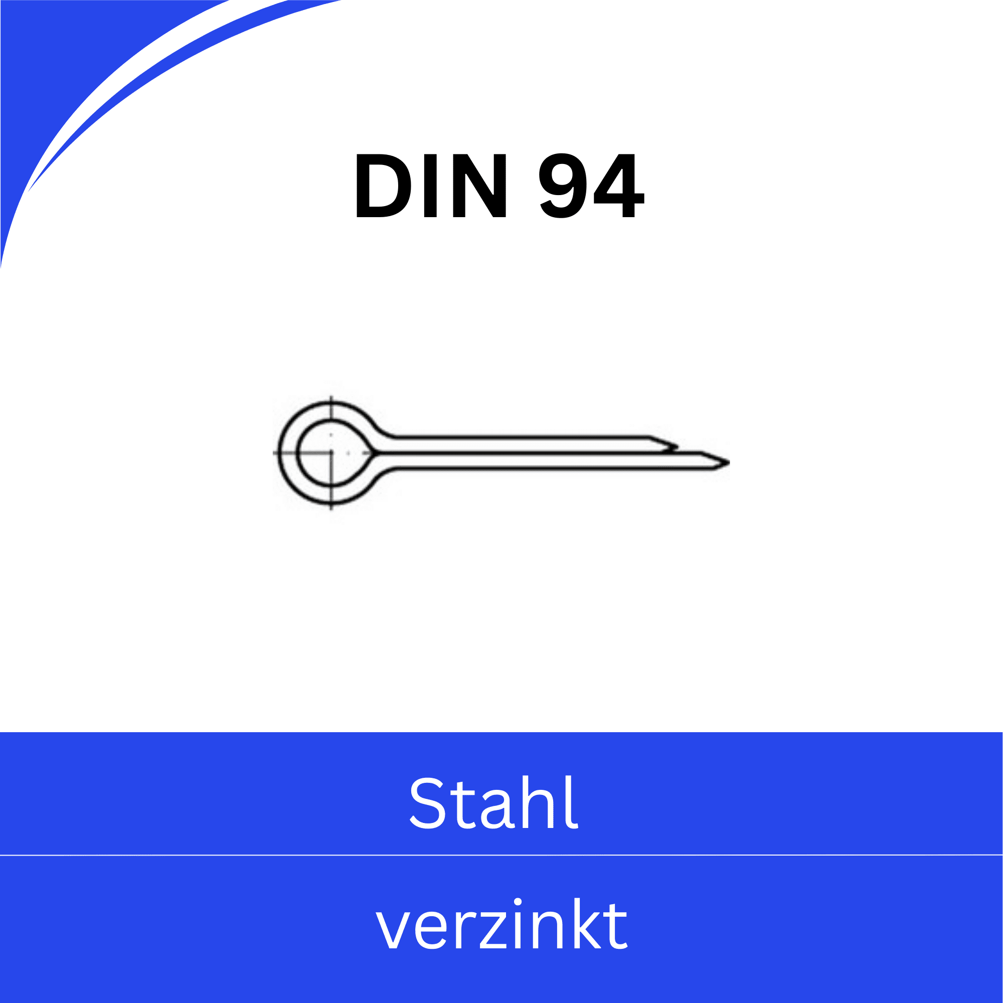 Bild für Kategorie DIN 94 ➤ Splinte - Schraubensicherungselemente (Stahl verzinkt)